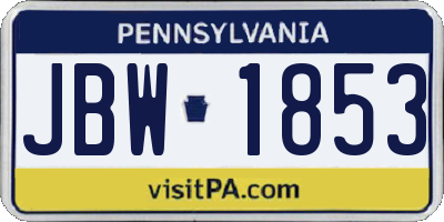 PA license plate JBW1853