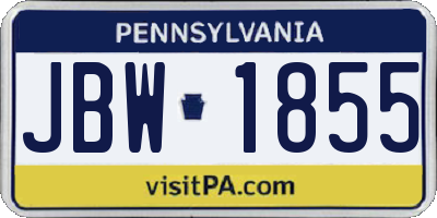 PA license plate JBW1855