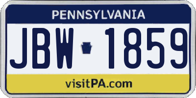 PA license plate JBW1859
