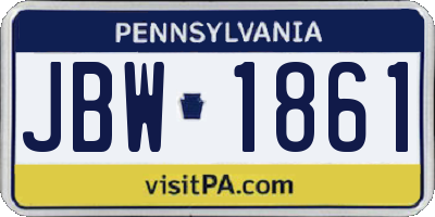 PA license plate JBW1861