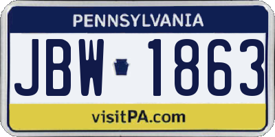 PA license plate JBW1863