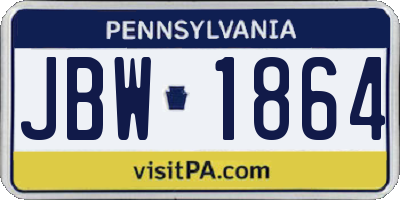 PA license plate JBW1864