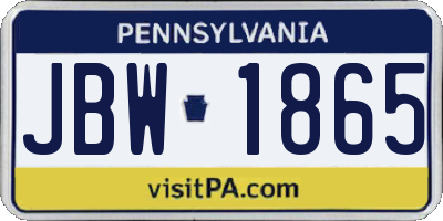 PA license plate JBW1865