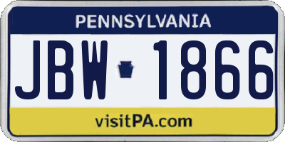 PA license plate JBW1866