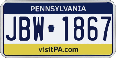 PA license plate JBW1867