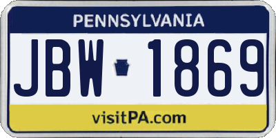 PA license plate JBW1869