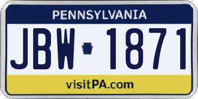 PA license plate JBW1871