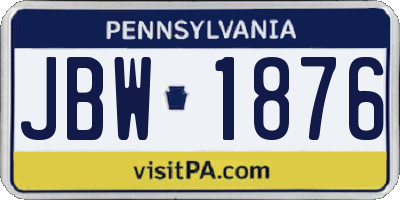 PA license plate JBW1876