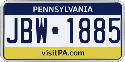 PA license plate JBW1885