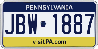 PA license plate JBW1887