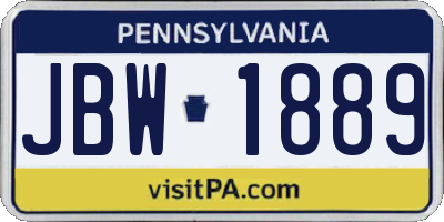 PA license plate JBW1889