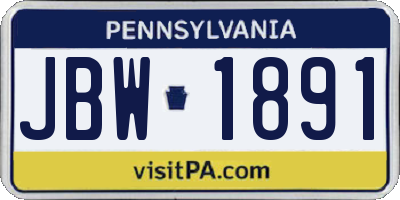 PA license plate JBW1891