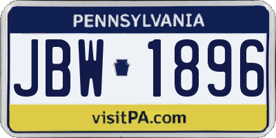 PA license plate JBW1896