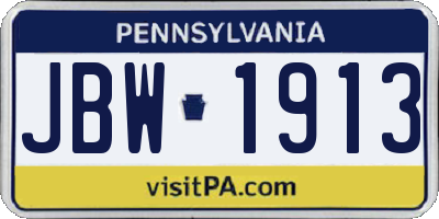 PA license plate JBW1913