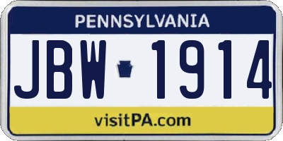 PA license plate JBW1914