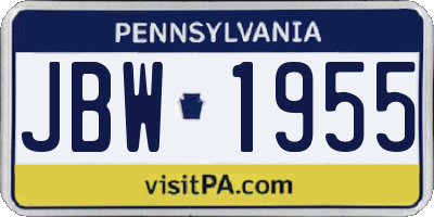 PA license plate JBW1955