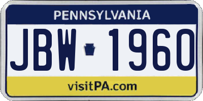 PA license plate JBW1960
