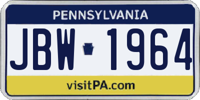 PA license plate JBW1964