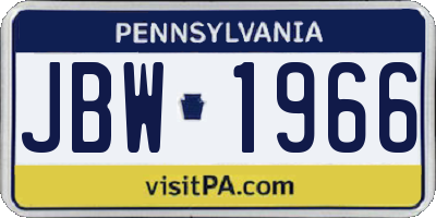 PA license plate JBW1966