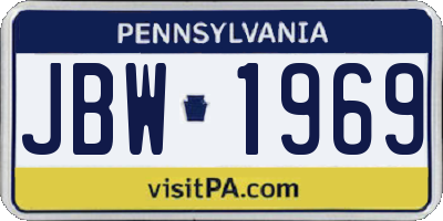 PA license plate JBW1969