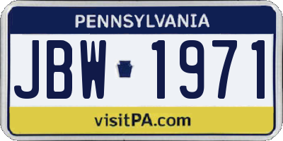 PA license plate JBW1971