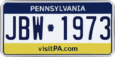 PA license plate JBW1973