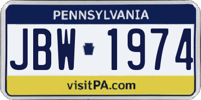 PA license plate JBW1974