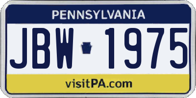 PA license plate JBW1975