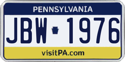 PA license plate JBW1976