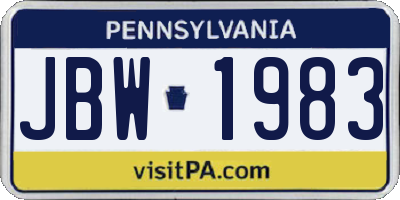 PA license plate JBW1983