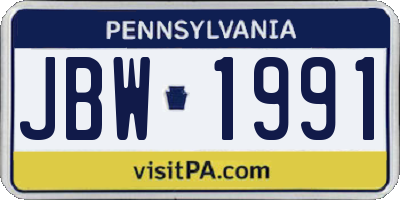 PA license plate JBW1991