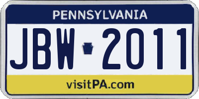 PA license plate JBW2011