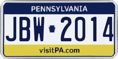 PA license plate JBW2014