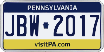 PA license plate JBW2017