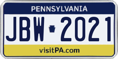 PA license plate JBW2021