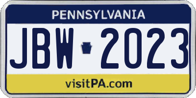 PA license plate JBW2023