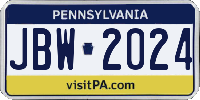 PA license plate JBW2024
