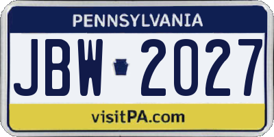 PA license plate JBW2027