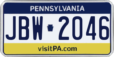PA license plate JBW2046