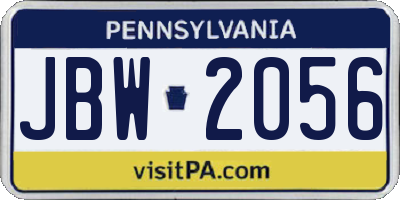 PA license plate JBW2056