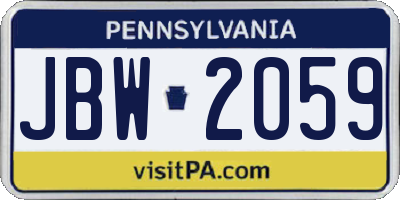 PA license plate JBW2059