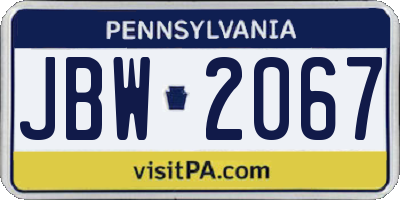 PA license plate JBW2067