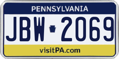 PA license plate JBW2069