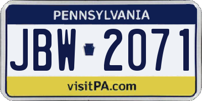 PA license plate JBW2071
