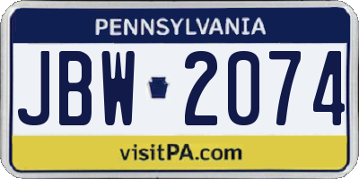 PA license plate JBW2074