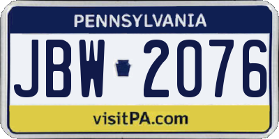 PA license plate JBW2076