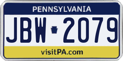 PA license plate JBW2079