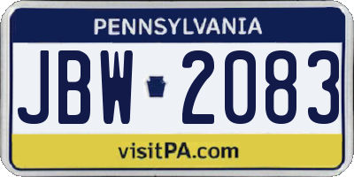 PA license plate JBW2083