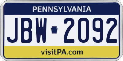 PA license plate JBW2092