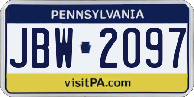 PA license plate JBW2097